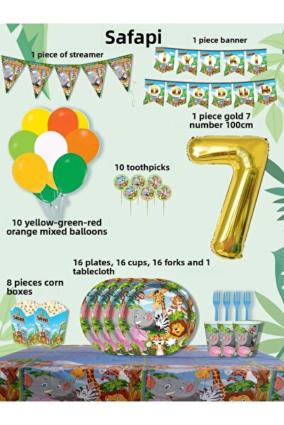 PartyPoo Safari Themed Birthday Party Set for 16 People |   Birthday Party Ma...