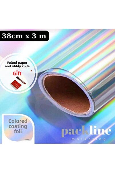 Packline Rainbow Hologram Film with Ragle and Utility Knife Gift 38cm X 3 Meters 180 Micron