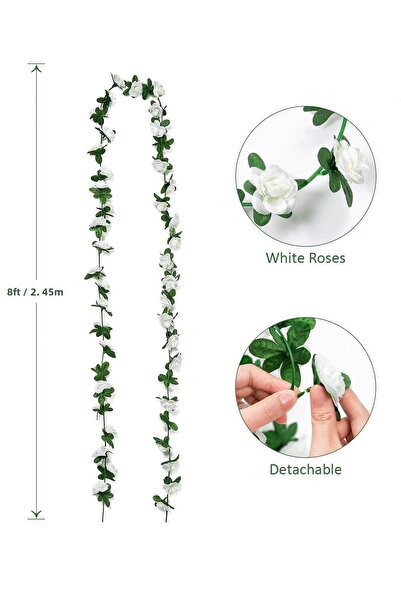 Buka Shops Artificial White Rose Ivy Flower