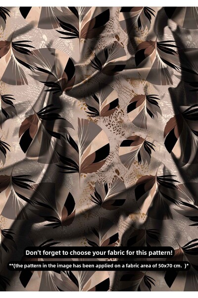 DESENİX قماش طباعة رقمية منقوش بأوراق الشاي والبني البيج |   النمط الطبيعي ال...