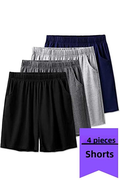 JustBS شورت رياضي كاجوال بقصة مستقيمة للسيدات مكون من 4 قطع