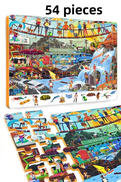 EVAKANCA 54 Piece Find the Difference Thick Children's Puzzle Jigsaw Puzzle Tourist