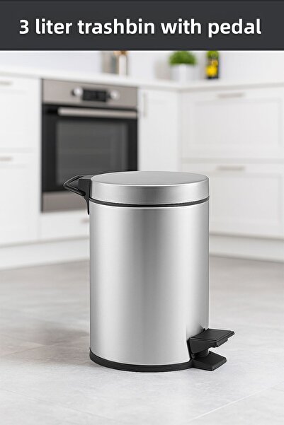 CMT سلة مهملات معدنية بدواسة ستانلس سعة 3 لتر