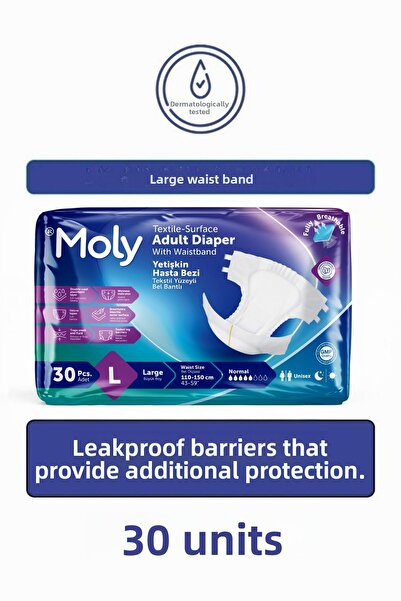 Moly حفاضات للمريض بحزام خصر كبير 30 قطعة