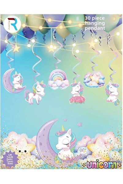 Bkmc Ornament de tavan 3D cu unicorn, de lux – Decor colorat pentru tavan pen...