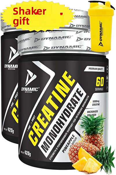 Dynamic Nutrition Creatine - 840g (420Gx2Pcs) - Pineapple - 120 Servings - Gifted - Monohydrate Micronized - 100% Creatine