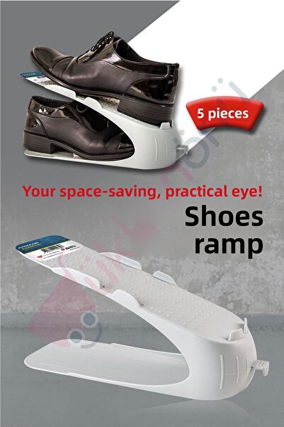 Dükkanönü 5 White Shoe Ramps - Shoe Organizer Organizer