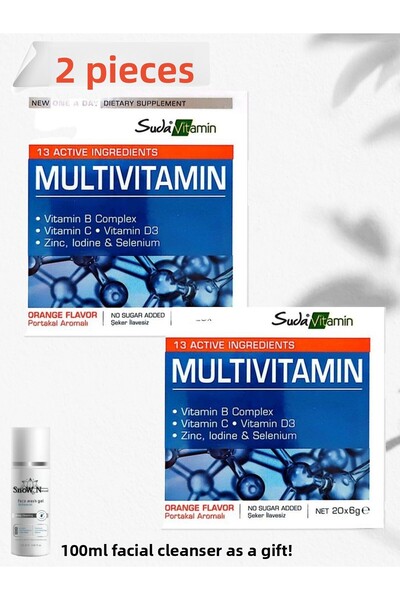 Suda Vitamin Multivitamin 1000 mg Vitamin C 20 Sachets (2 Pieces) + 100 ml Gel GIFT
