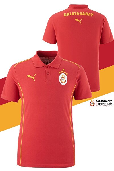 Galatasaray Original Licensed Polo Neck Red Training 5 Star T-Shirt + Bracelet Set