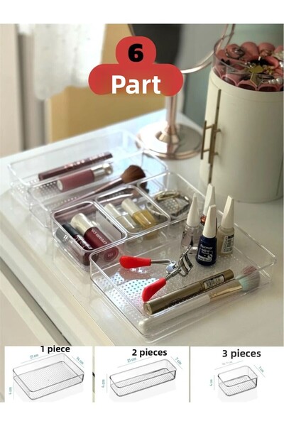 ZeDesign 6 Pieces Drawer Organizer Bathroom Makeup Organizer Jewelry Box Modular Napkin Holder Pen Holder