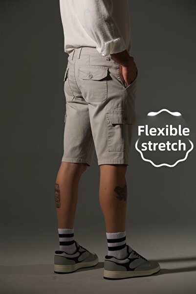 Domoda Slim Fit None Denim Side Pocket Stretch Fabric Men's Jean Cargo Shorts