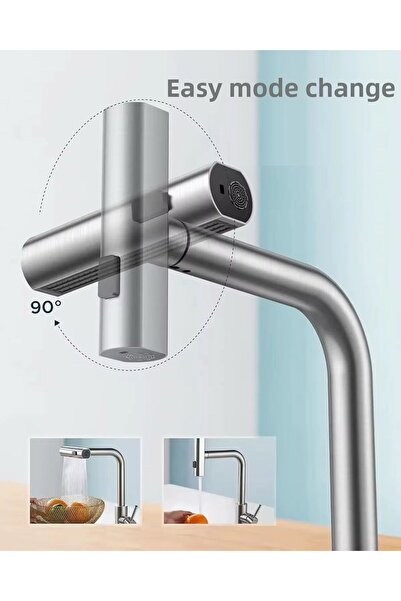 RENA DESIGN Multi-Mode Inox Kitchen Sink Faucet Matte Gray Faucet Spiral Pull Drop Head Sprinkler