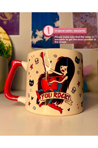 westartic وقت المغامرة - كوب شاي وقهوة مطبوع عليه مارسيلين روك قوطي