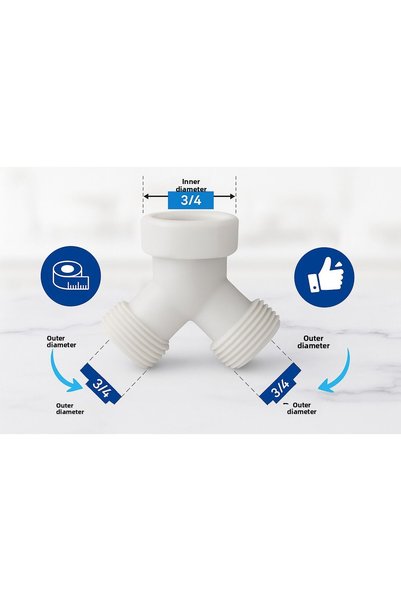 DESIPHON 2 Pieces Y Fork Connecting Apparatus + Gasket |   3/4 Inch Inlet Laundry and Dishwasher Adapter