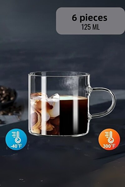 Heredot Mithra Life 6 Pieces 125ml - Heat Resistant Tea Coffee Espresso Cup with Handle