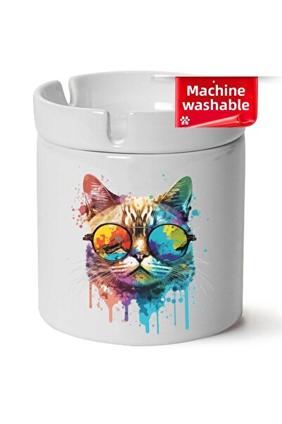 BİBANAPROMOSYON Χαριτωμένο τασάκι αποτριβής απορριμμάτων από πορσελάνη Cat με...