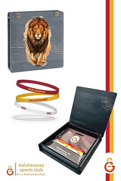 Galatasaray Original Licensed Yellow Red 1905 3-Piece Bracelet Lion Printed G...