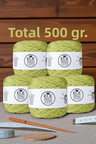 Ece Örgü Tasarım Atölyesi Ανοιχτό πράσινο χρώμα, πολυστρωματικό ιταλικό βαμβα...