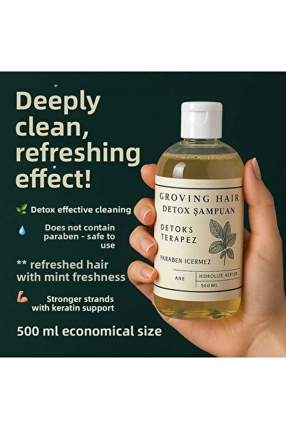 GROVİNG HAİR شامبو ديتوكس للشعر والجسم 500 مل - منشط شعر ديتوكس منقي بالنعناع