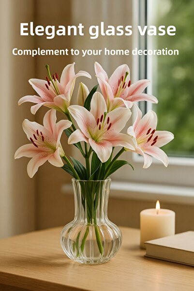 Open Home Concept Vază din sticlă transparentă realizată manual – vază decora...