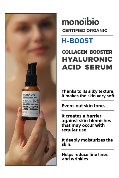 Monoibio Organic Certified Hyaluronic Acid - Vitamin C Serum Set - Vegan Day and Night Serum
