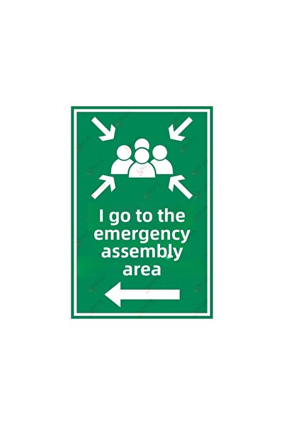 Hayg Equipment لافتة اتجاه مخرج منطقة التجميع في حالات الطوارئ - علامة سهم يس...