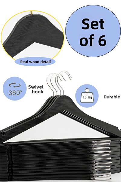 ARCH 6 قطع من شماعات الملابس البلاستيكية ذات المظهر الخشبي الأبيض