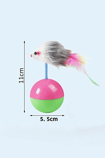 jetfast 2 Pieces of Moving Cat Ball with Mouse Haci Yatmaz Kitten Toys Mouse Chasing Game 11 cm