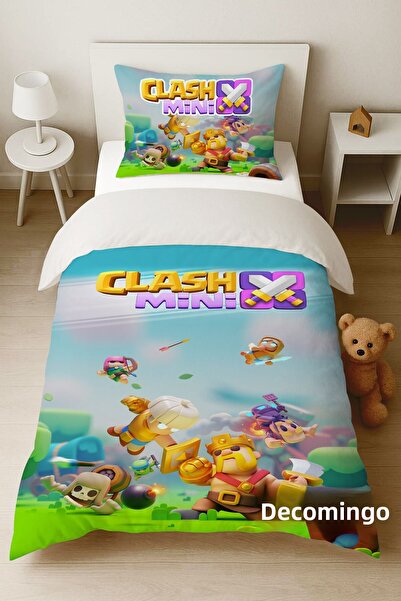 dekomingo طقم غطاء لحاف كلاش ميني منقوش (بدون ملاءة) - غطاء وسادة 155x220 / 5...