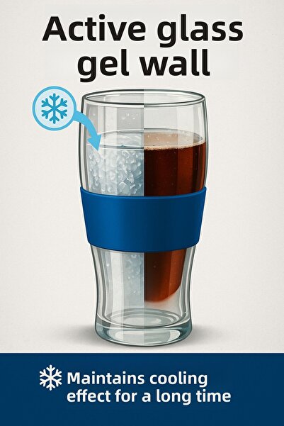 Open Home Concept Buzz Cup – 470 ml Active Gel Cooled Glass Cup |   Silicone Grip Tape