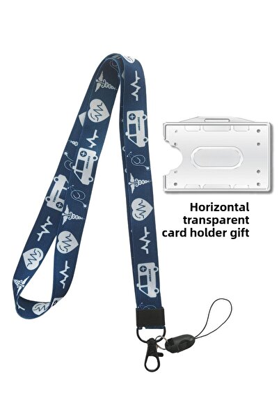 doktorbonem Ambulanță ECG Caduceu Bleumarin Curea pentru card de identitate Curea pentru gât Snur Curea pentru telefon