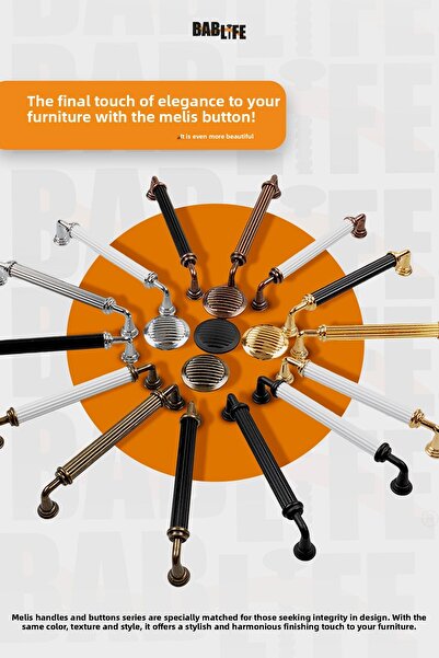 bablife Melis Negru Mat 160mm Metal Sertar de lux Mânere de mobilier pentru dulap