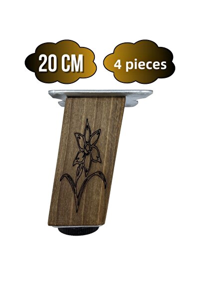 GOLDENWOODEN Picioare din lemn cu model reglabil în pantă, pentru mobilă, masă, dulap (20CM) (4 BUC.) (Nuc închis) (Nuc A.)