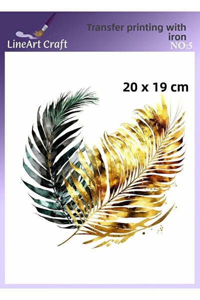 LİNEART طباعة نقل على شكل ورقة شجر بالكي ونقل القماش رقم: KMŞ5-18x20cm