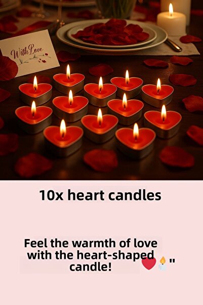 Baloncu Nene Red I Love You Banner Heart Balloon Candle Rose and Heart Candle Valentine's Day Special Day Anniversary