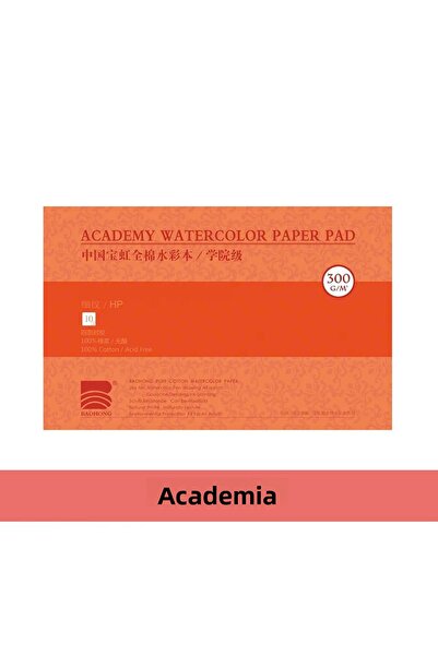 BAOHONG Watercolor Academy Block Notebook (Hot Press) 26X18Cm, 100% Cotton, 3...