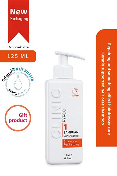 CLINIC PYROO Keratin Supported Hair Care Shampoo – Hair Salon Care with Repairing and Smoothing Effects - 125 ml