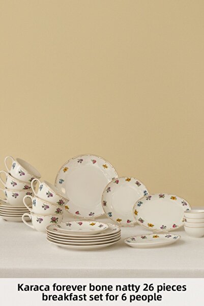 Karaca Set de mic dejun Forever Bone Natty 26 piese pentru 6 persoane