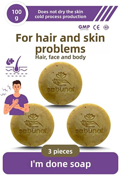 sabunal صابون بيتيم 3 قطع - صابون طبيعي مكثف للعناية بالشعر والبشرة لمشاكل ال...