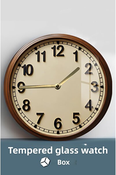 kutuTR Classic Wood Look Tempered Glass Clock – 33X33 cm Csdw306