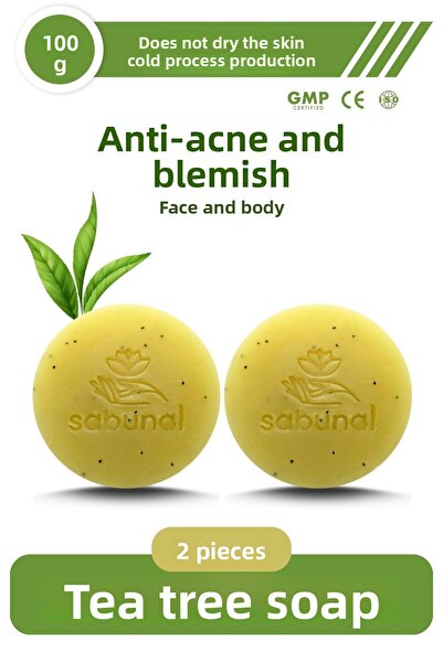 sabunal Tea Tree Soap 2 Pieces - Anti-Acne and Blemish Skin Appearance Regula...