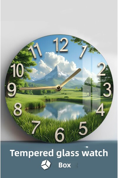 kutuTR Time in the Heart of Nature. Mountain and Pond Themed Tempered Glass Watch Csdw327