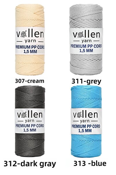 vollen yarn 600m Πολυεστερικό νήμα μακραμέ, νήμα Supla, νήμα τσάντας, νήμα βραχιολιού, μακραμέ, πέτρα Χρώμα 1,5mm-400gr