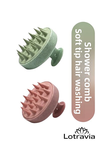 Lotravia Set de 2 perii de spălat păr din silicon moale / perie de duș pentru șampon pentru masaj pentru păr Set de 2