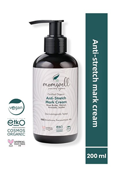 Momwell كريم عضوي مضاد لعلامات تمدد الجلد |   العناية الطبيعية والفعالة |   200 مل
