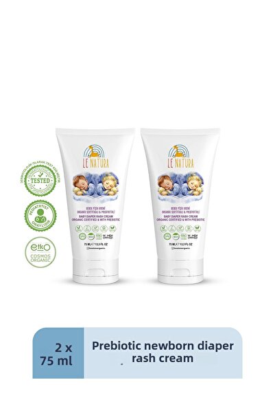 LE NATURA كريم طفح الحفاضات مع البريبايوتكس - 2 × 75 مل، مقوي لحاجز البشرة، م...