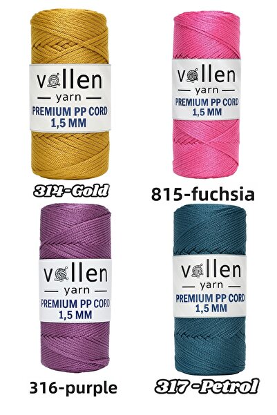 vollen yarn 600m Polyester Macrame Rope, Bracelet Rope, Bag Rope, Bracelet Rope, macrame, red 1.5mm-400gr