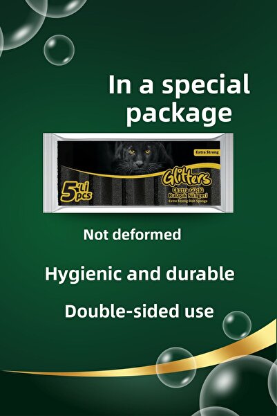 grimorlife 15 Pieces of Corrugated Black Glitter Dish Sponge – Durable Pinterest Cleaning Sponge Set with Special Texture