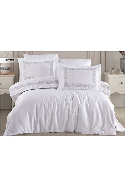 Özdilek Cotton Satin Embroidered Bedding Set with 4 Pillows