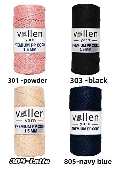vollen yarn 600m Πολυεστερικό νήμα μακραμέ, νήμα Supla, νήμα τσάντας, νήμα βραχιολιού, μακραμέ, πέτρα Χρώμα 1,5mm-400gr